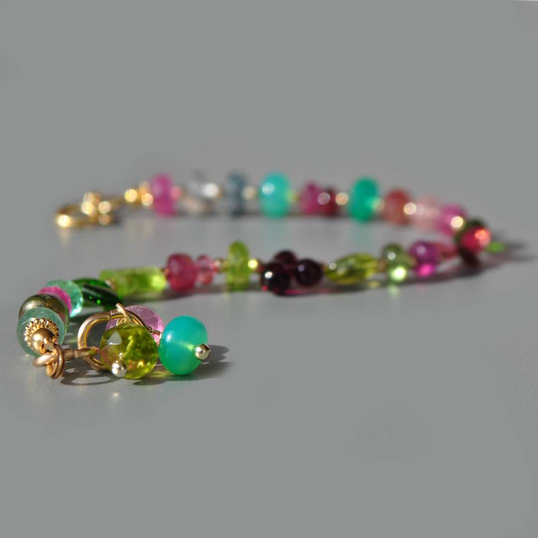 bracelet multi pierres rose verte-4