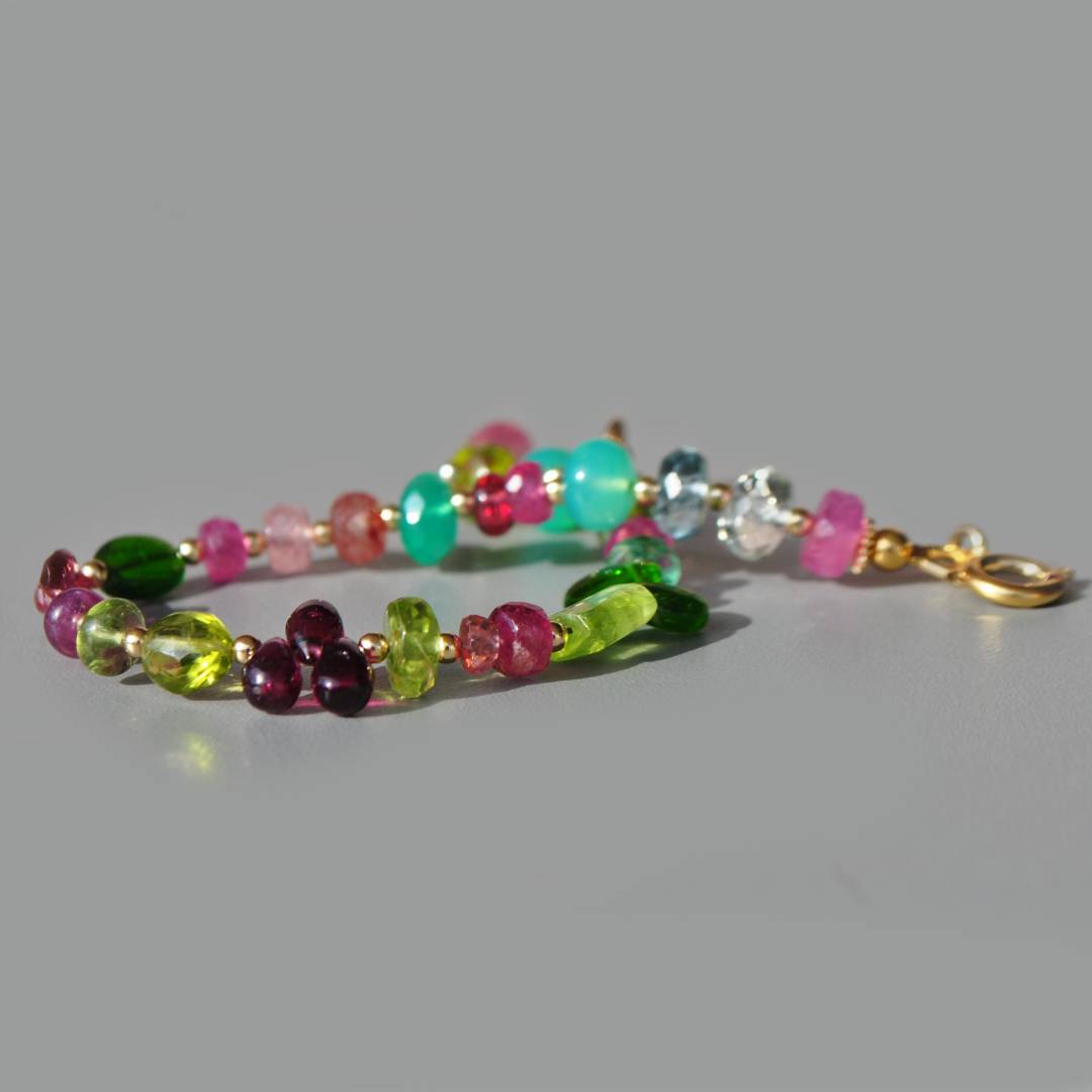 bracelet multi pierres rose verte-9
