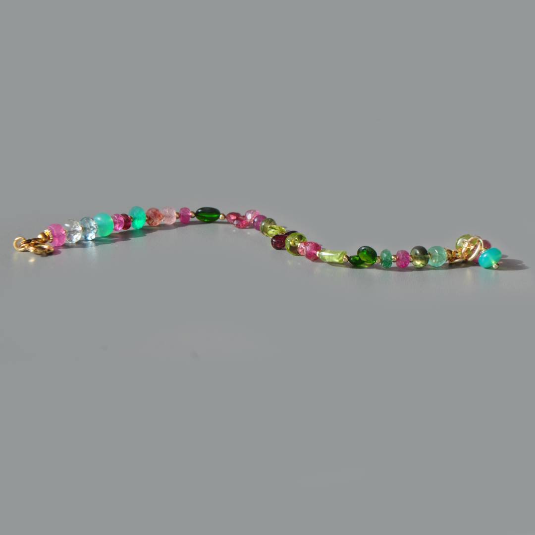 bracelet multi pierres rose verte-10