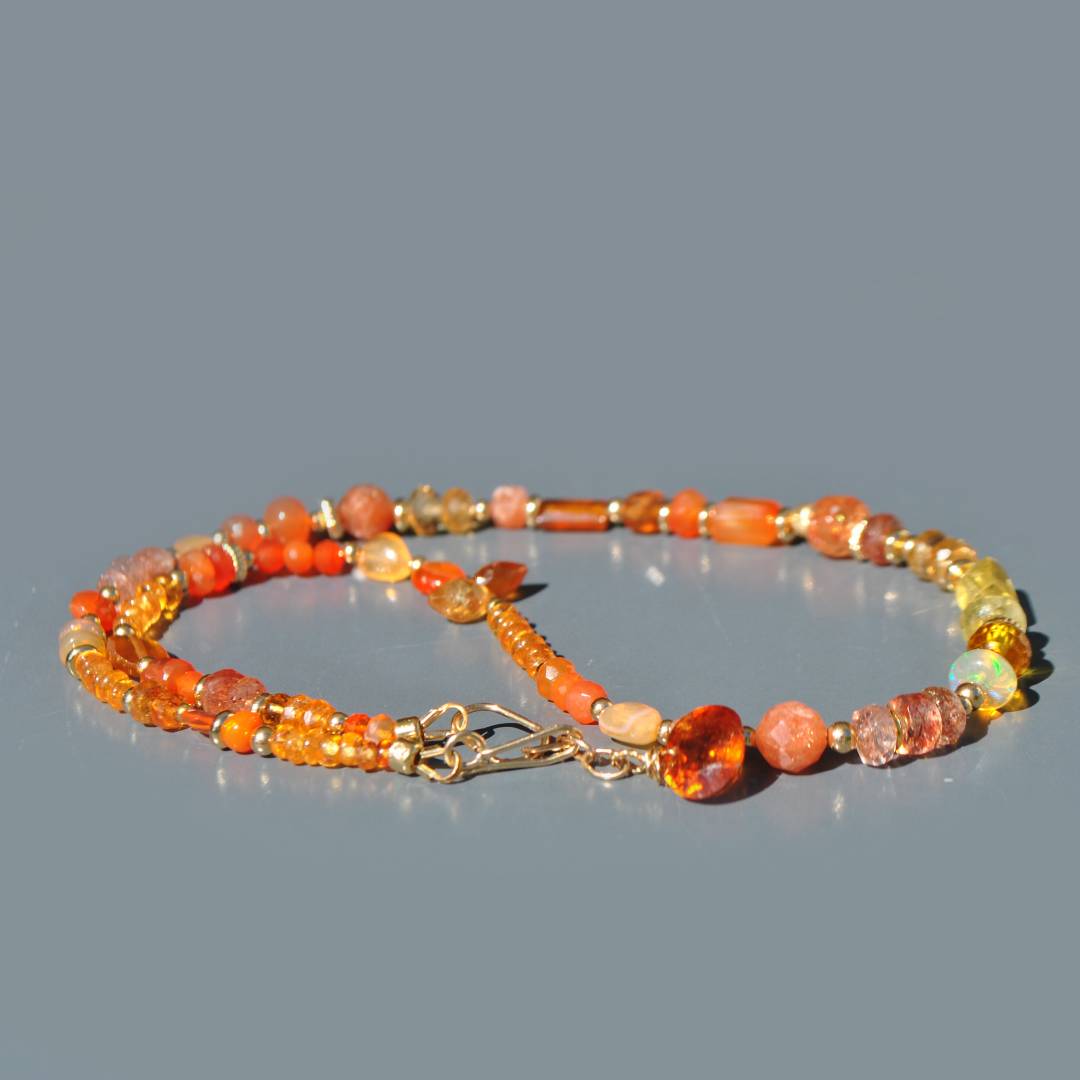 Collier choker pierre orange-4