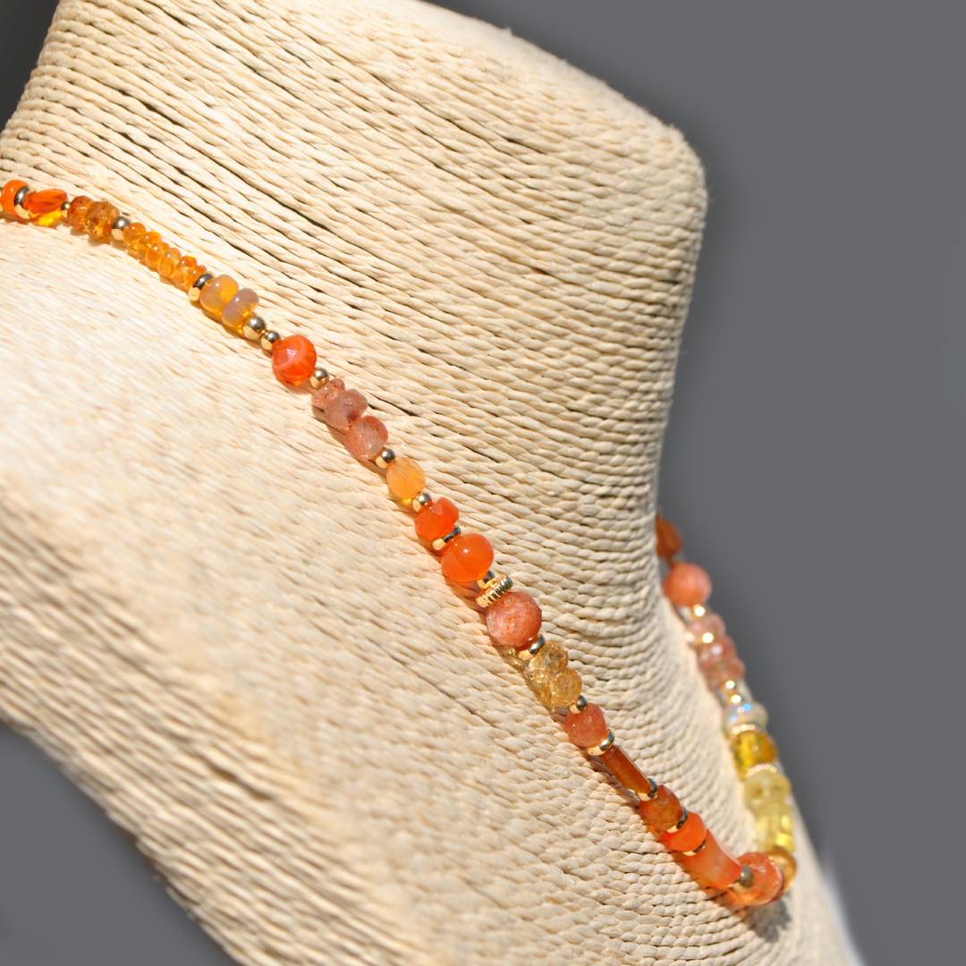 Collier choker pierre orange-8