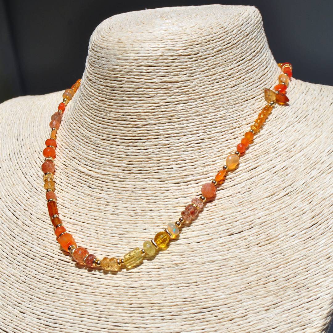 Collier choker pierre orange-9