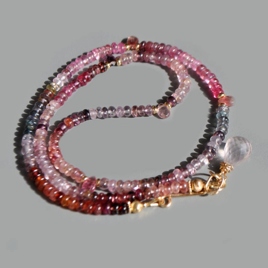 collier spinelles multi color quartz rose-3