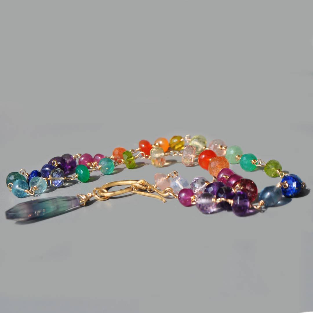 Collier sautoir pulti pierres pendentif Fluorite-5
