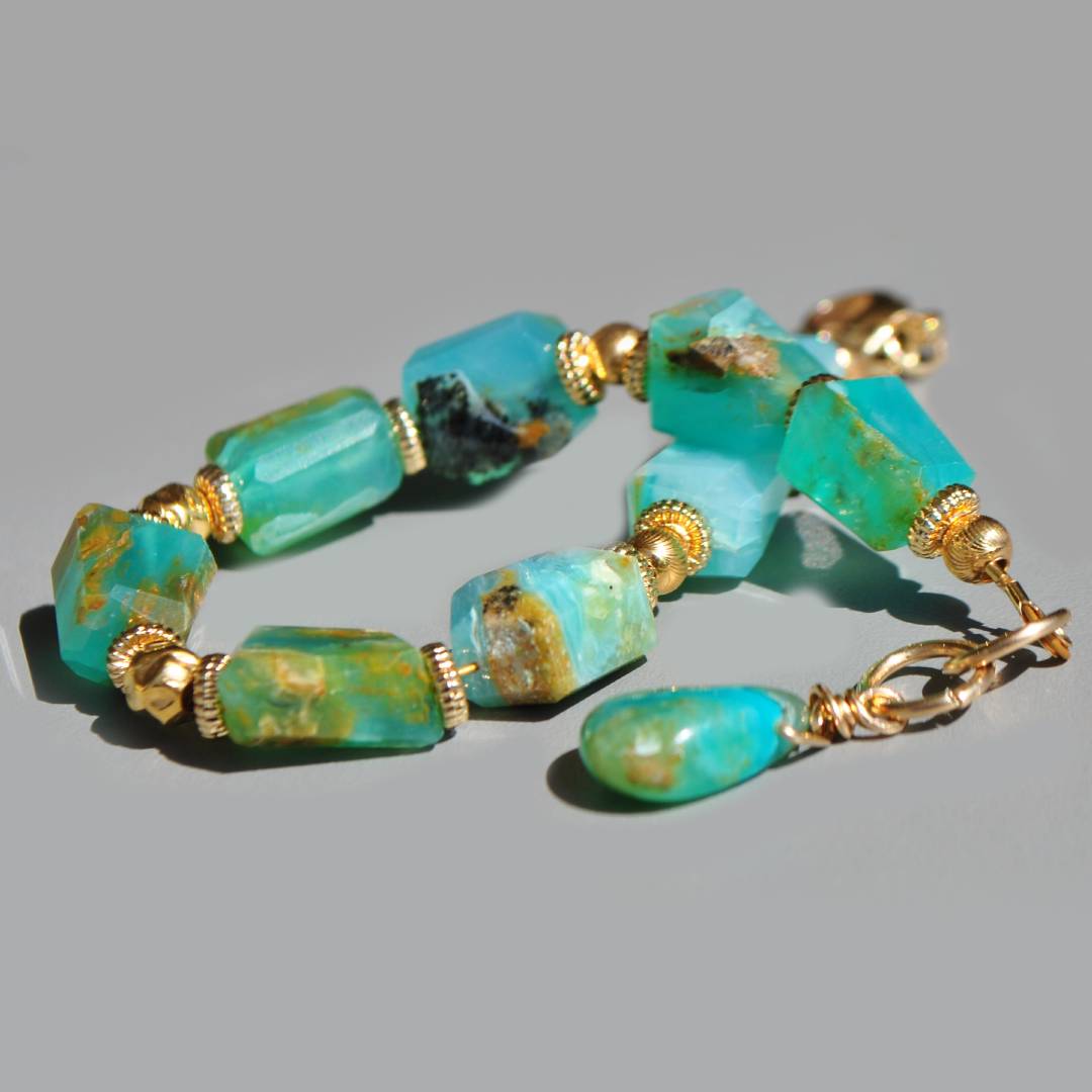 Bracelet Opale peruvienne pierre taillée-5
