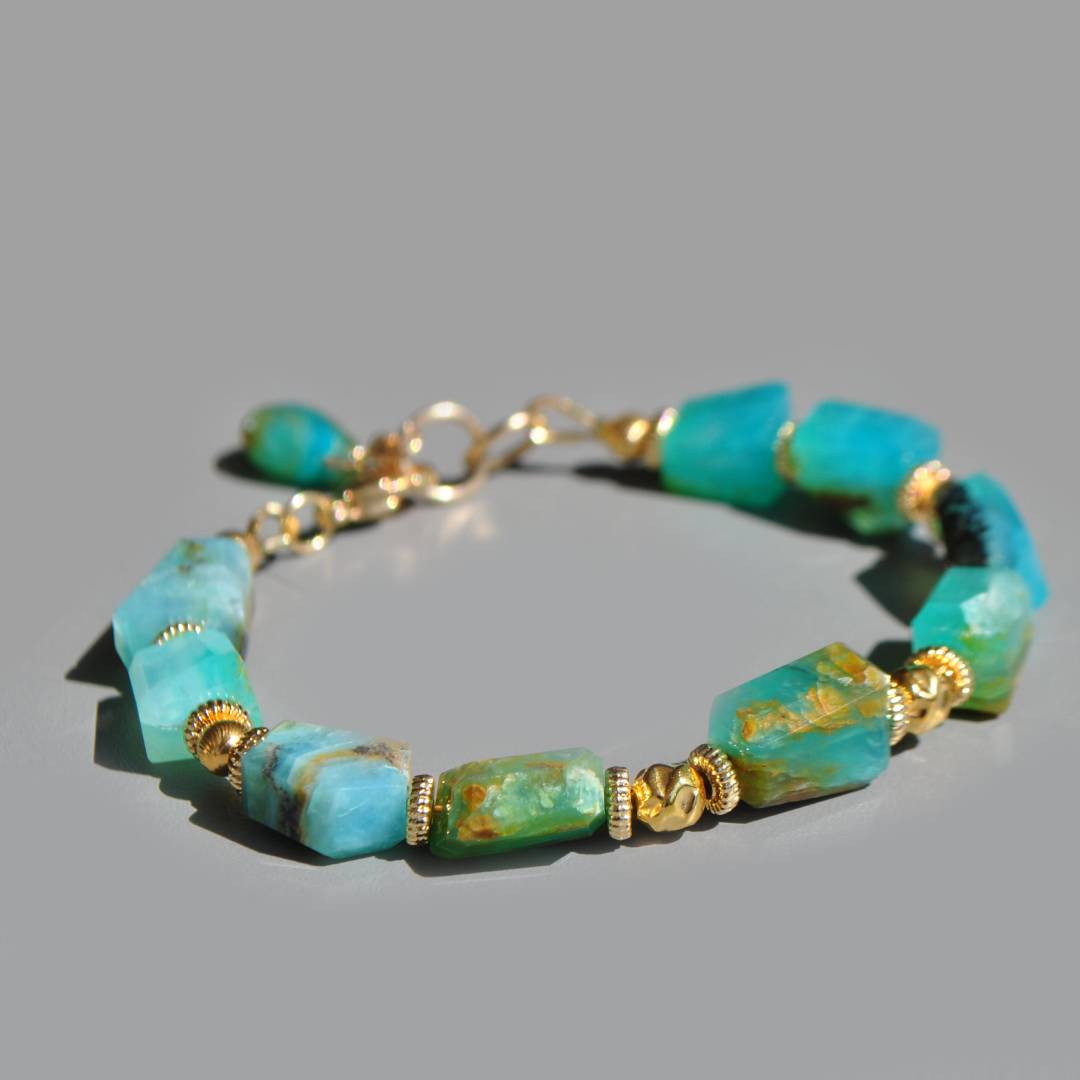 Bracelet Opale peruvienne pierre taillée-2