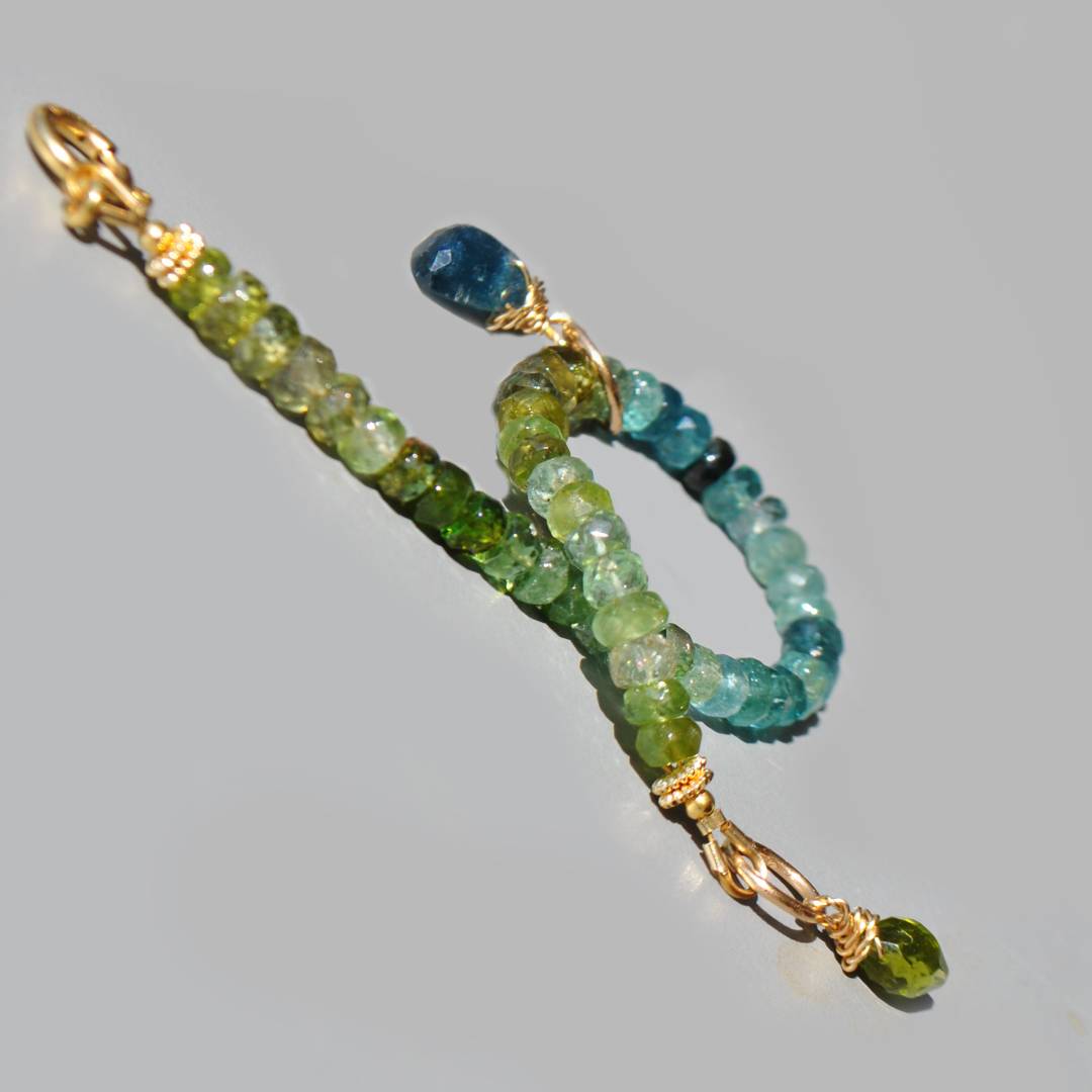bracelet tourmaline bleue verte pendentif-6