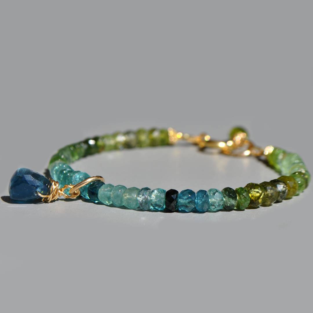 bracelet tourmaline bleue verte pendentif-4