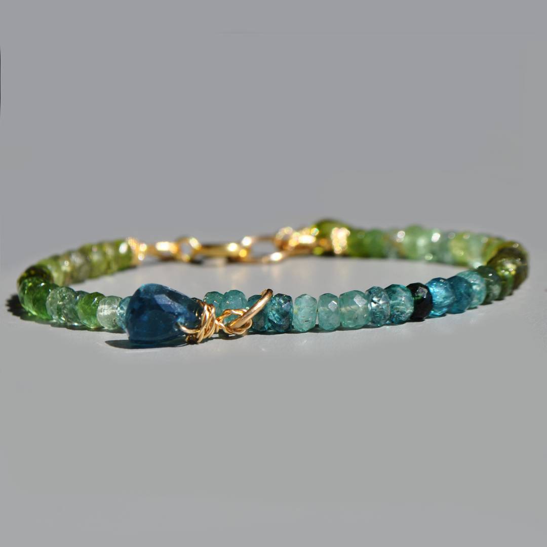 bracelet tourmaline bleue verte pendentif-2