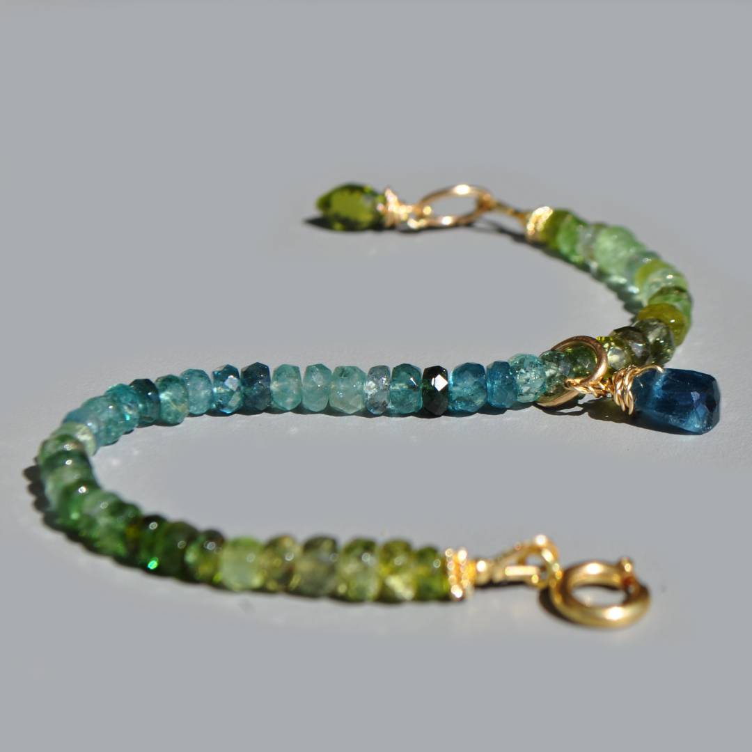 bracelet tourmaline bleue verte pendentif-5