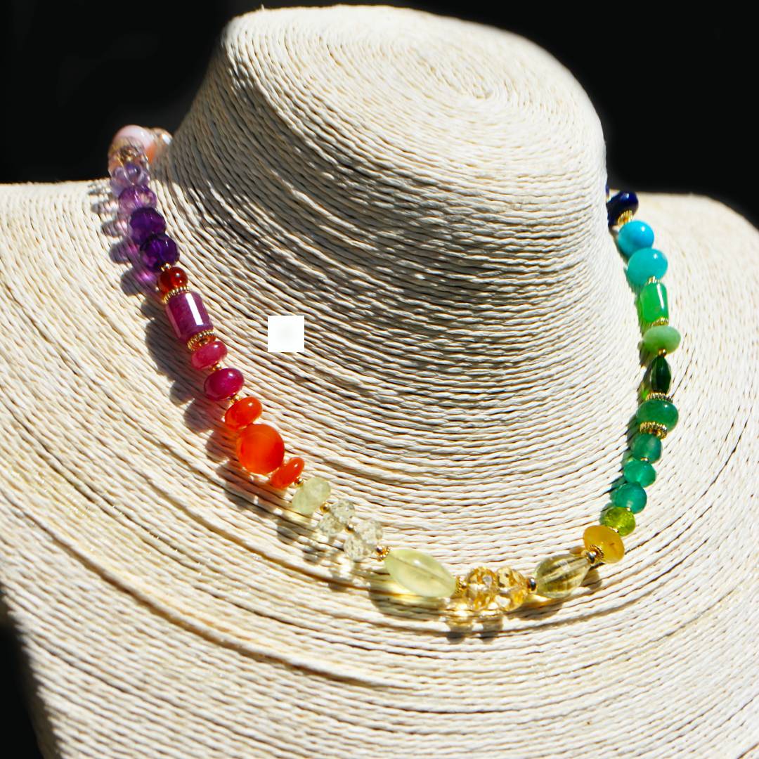 collier grosse perle pierres 7 chakras-B
