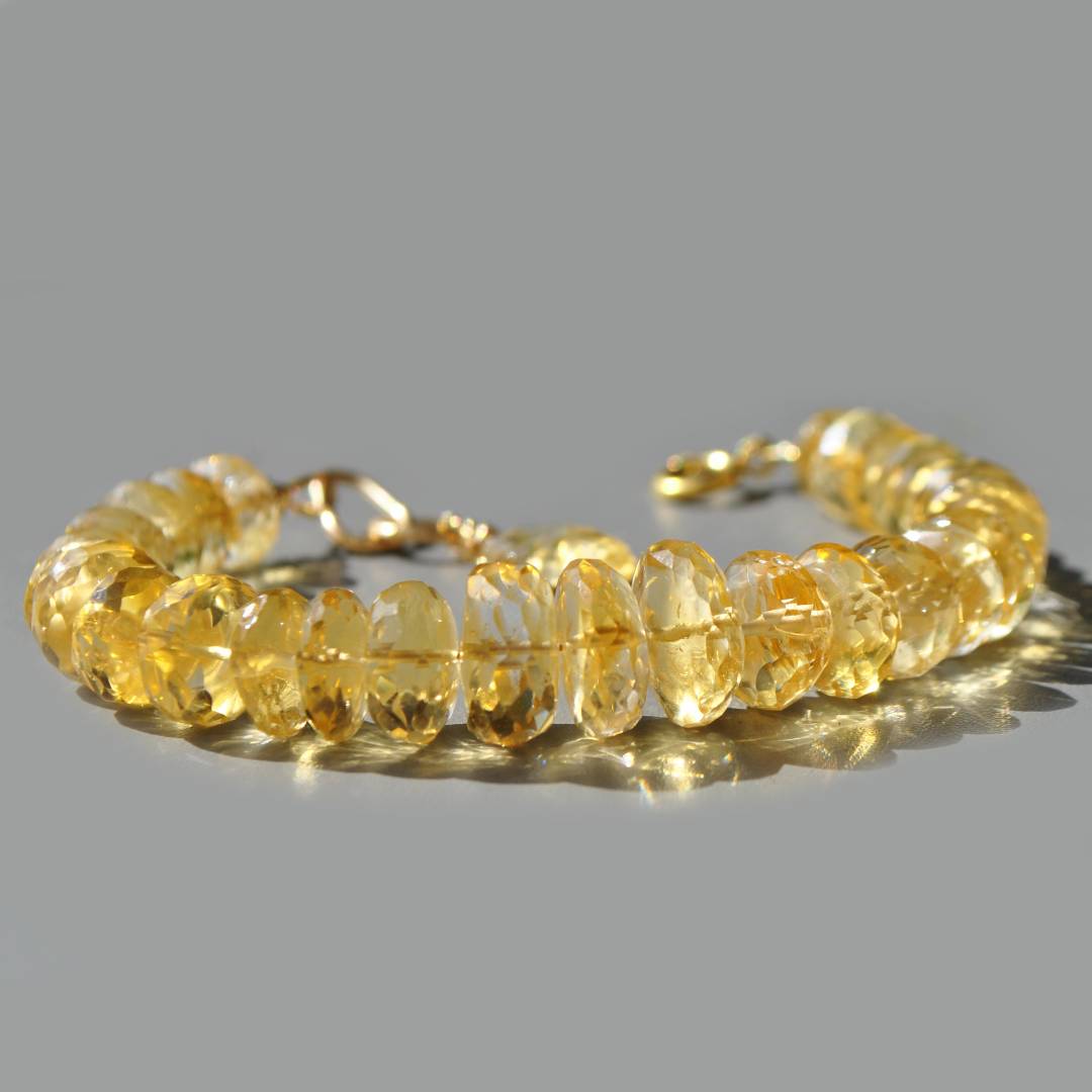 bracelet grosses perles citrine