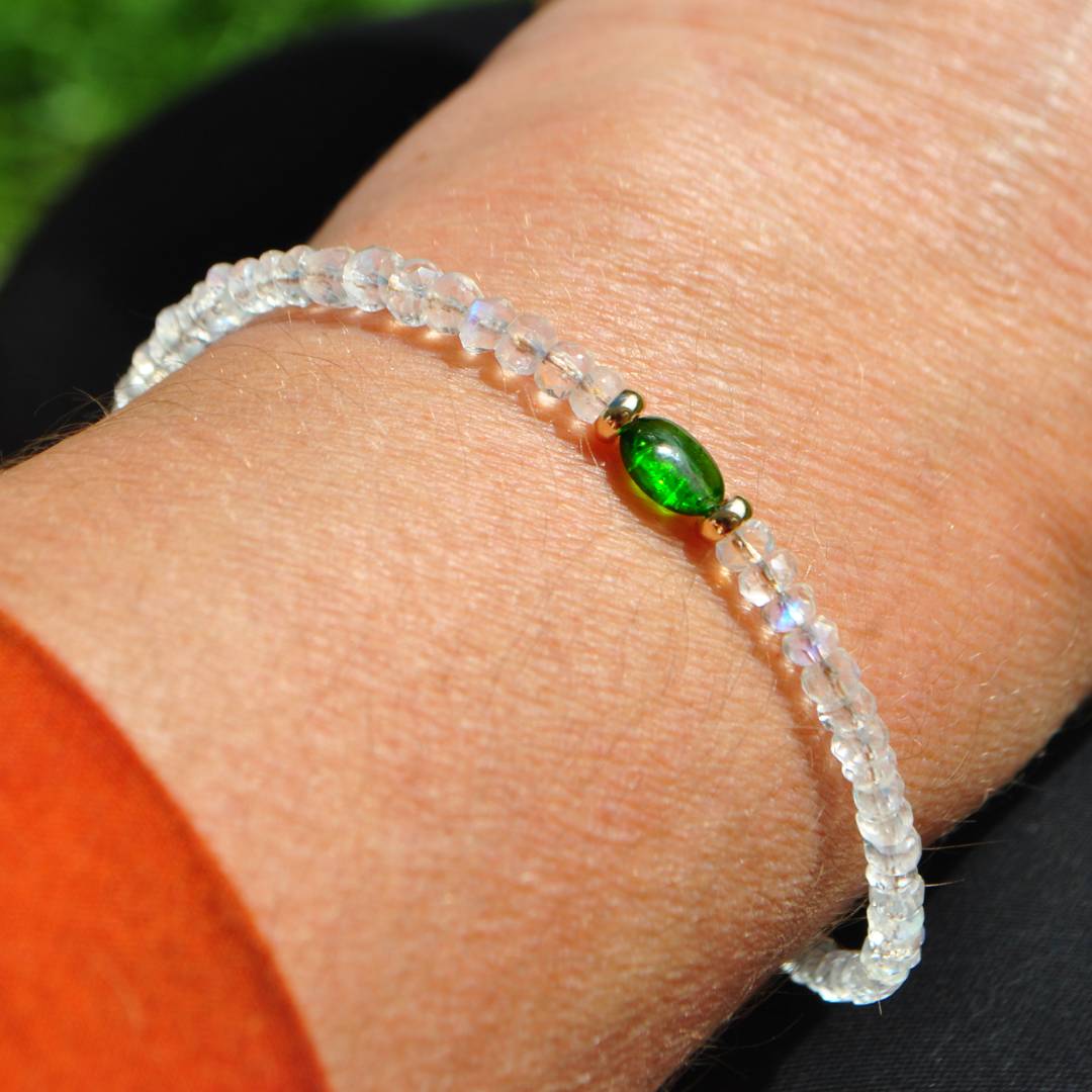 bracelet pierre de lune diopside-B