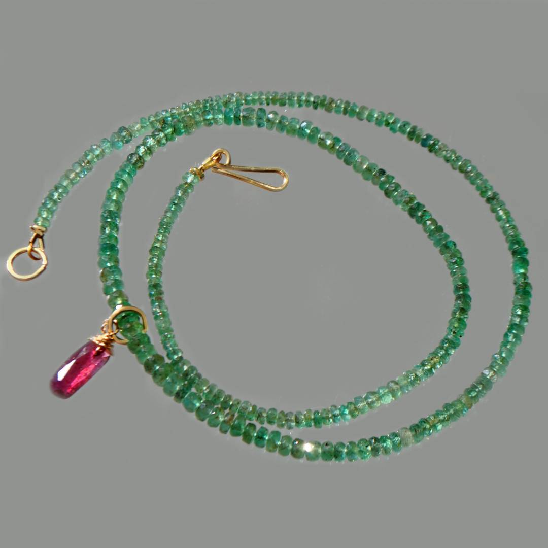 collier émeraude et tourmaline rose rubellite-1