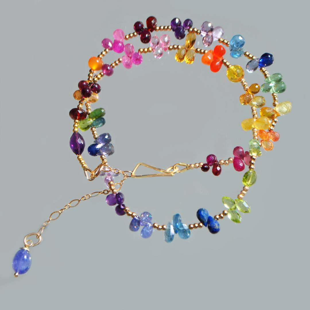 collier multi gouttes 7 chakras