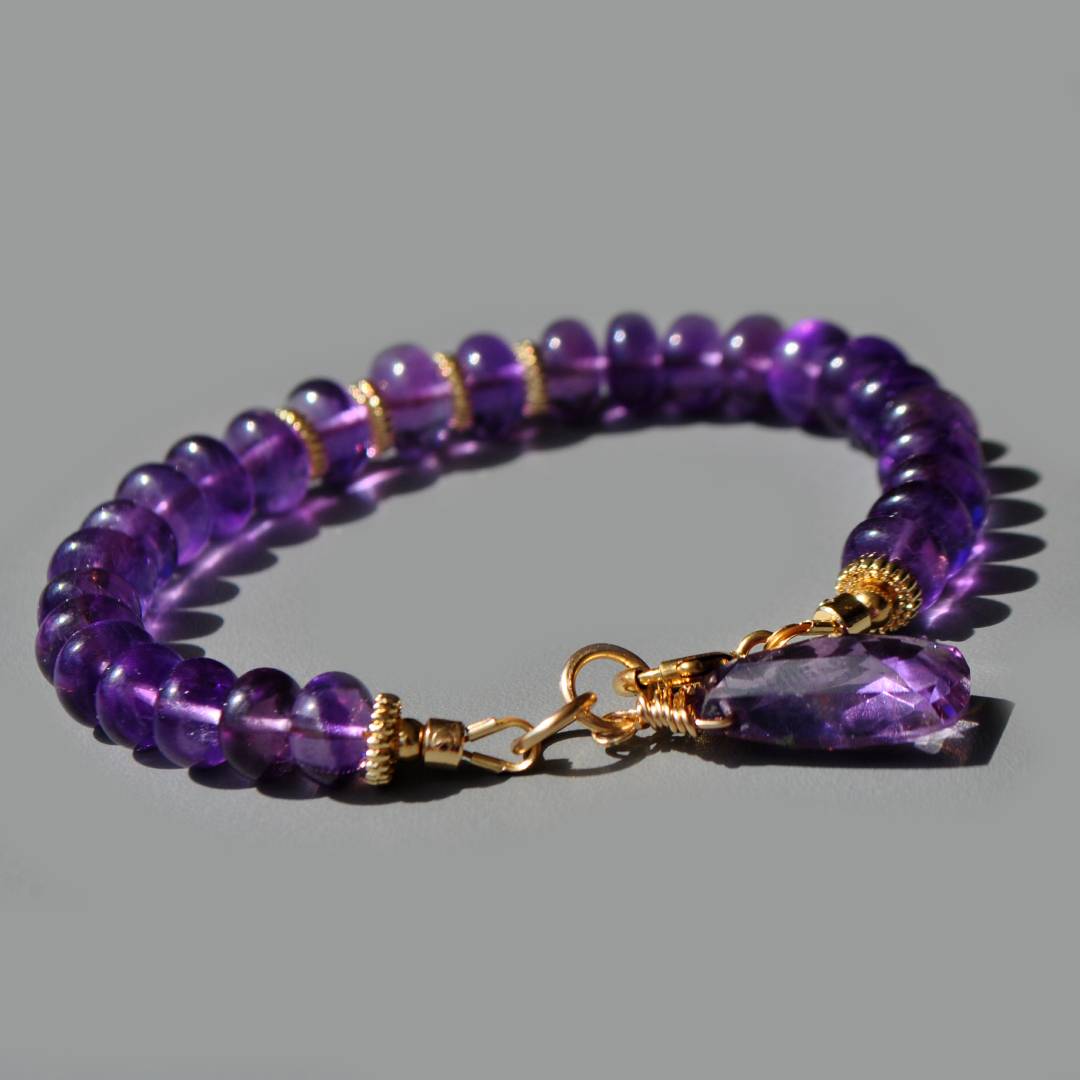 bracelet amethyste africaine or 14K-