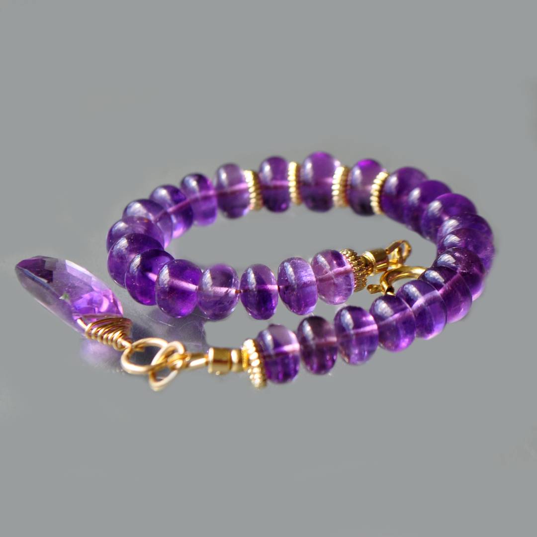 bracelet amethyste africaine or 14K-8