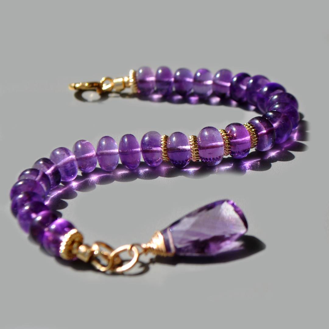 bracelet amethyste africaine or 14K-7