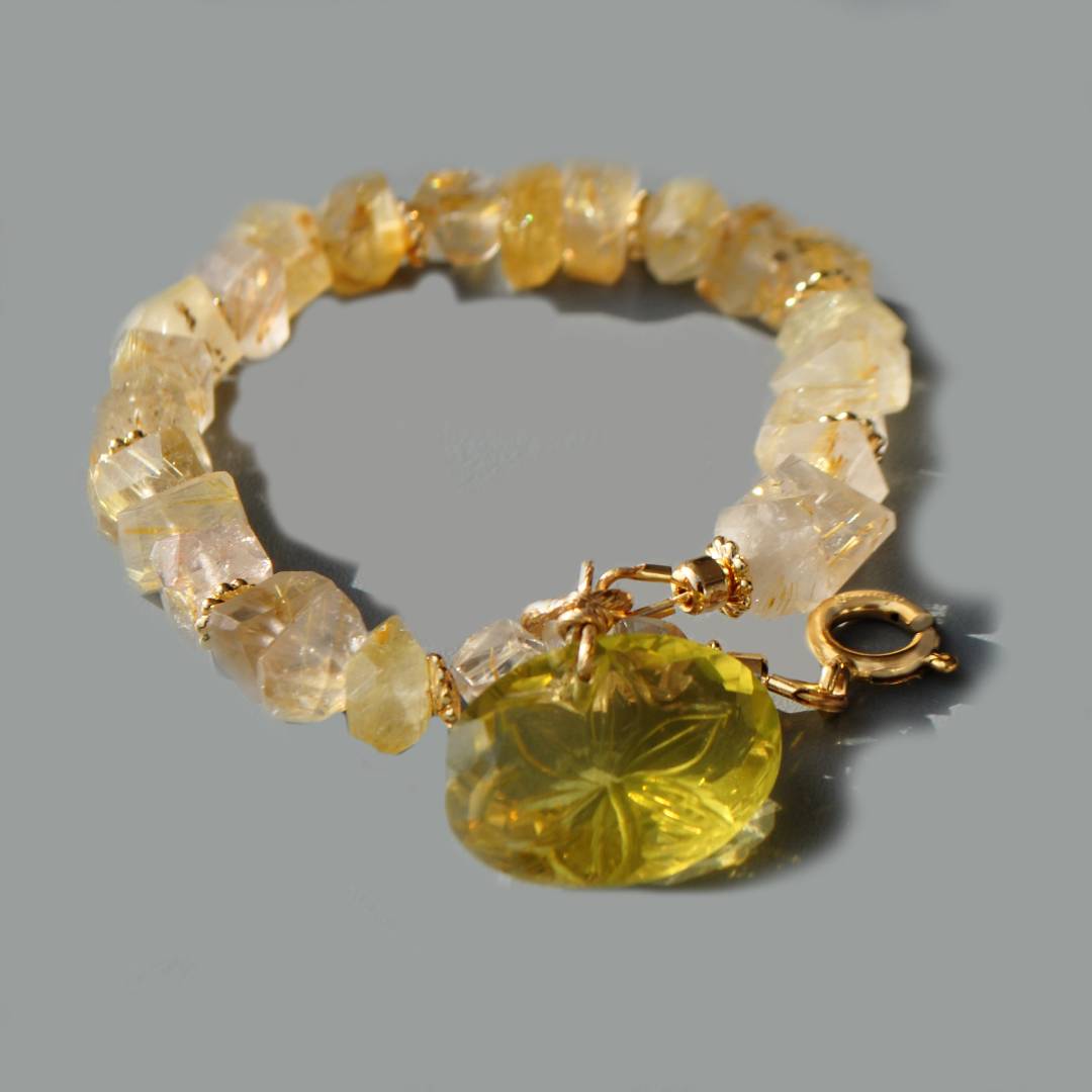 Bracelet quartz rutile pendentif quartz citron-4