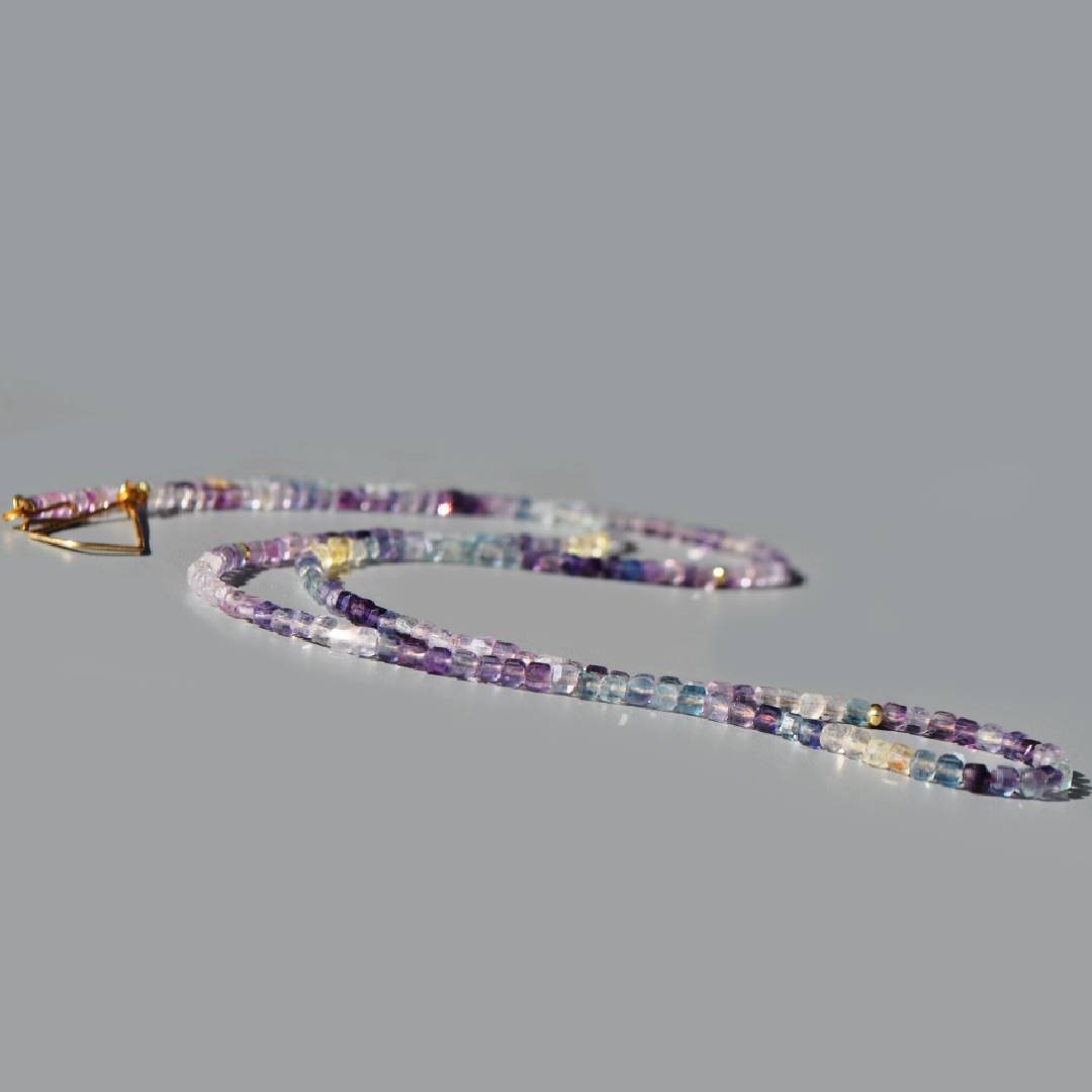 sautoir fluorite pierre multicolore