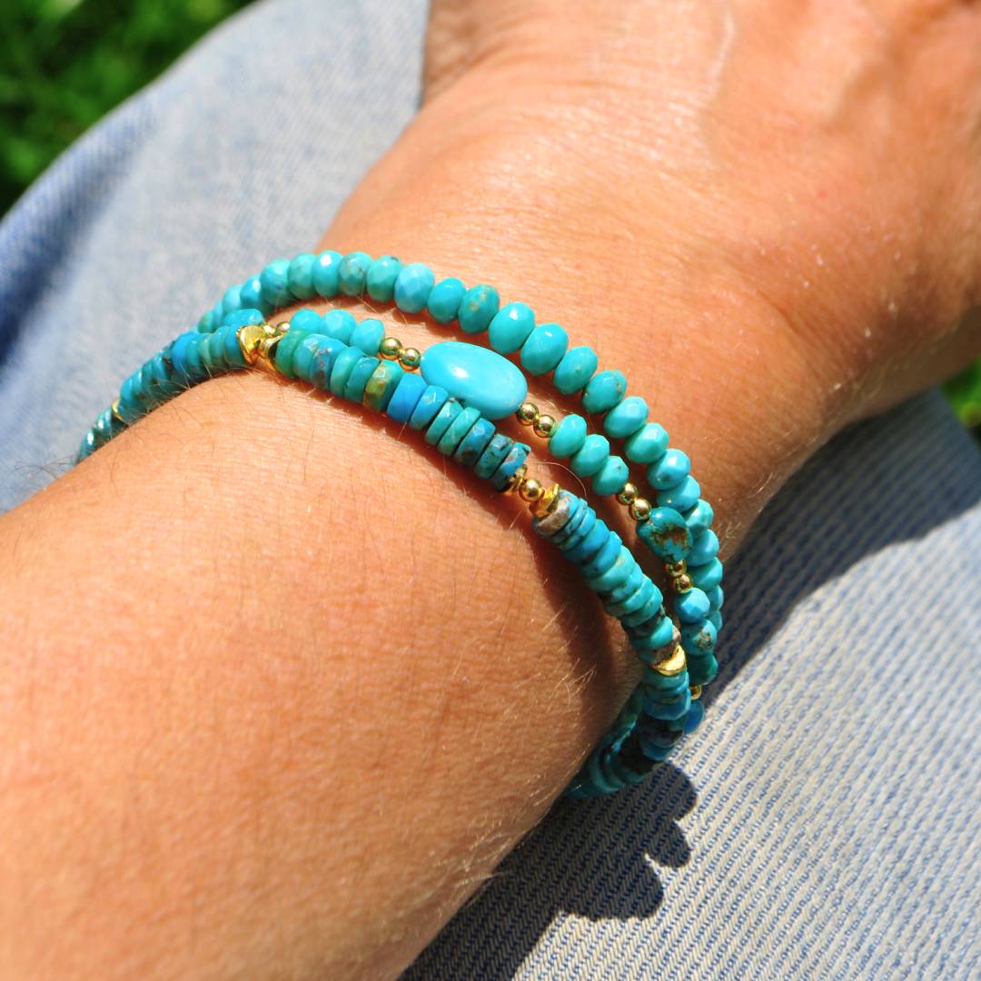 bracelet turquoise arizona 3 rangs-B