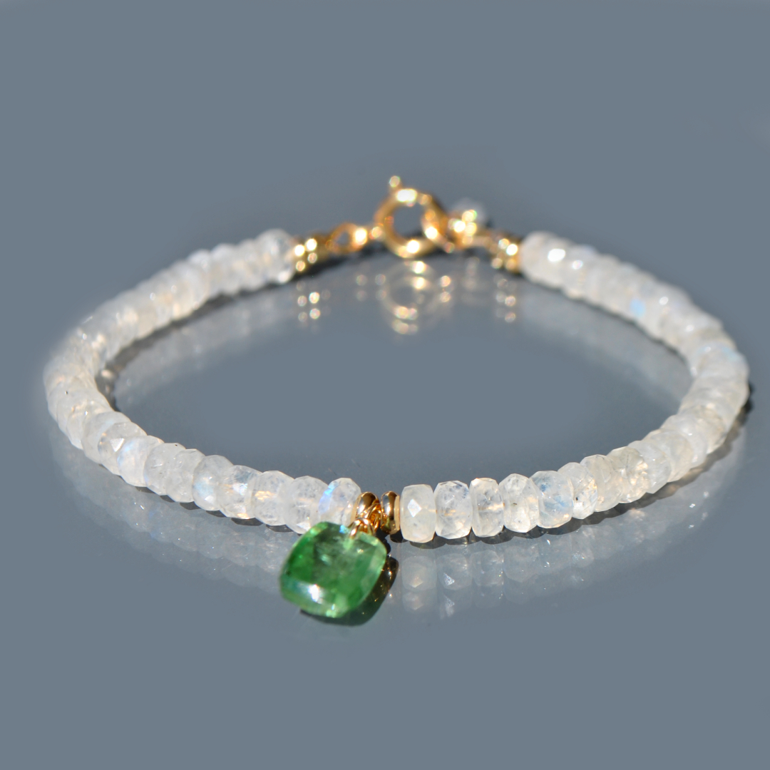 bracelet pierre de lune Cyanite verte-1
