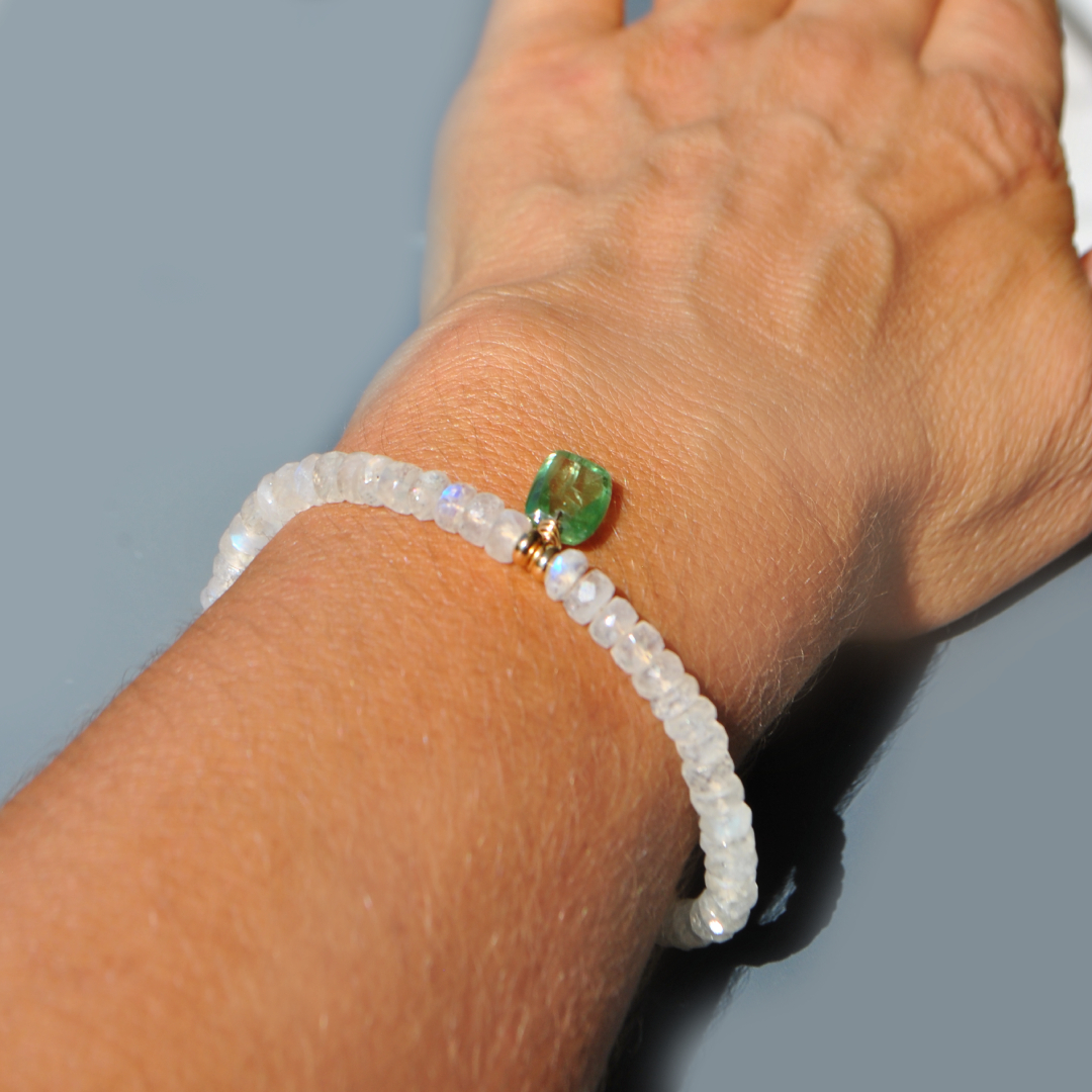 bracelet pierre de lune Cyanite verte-B