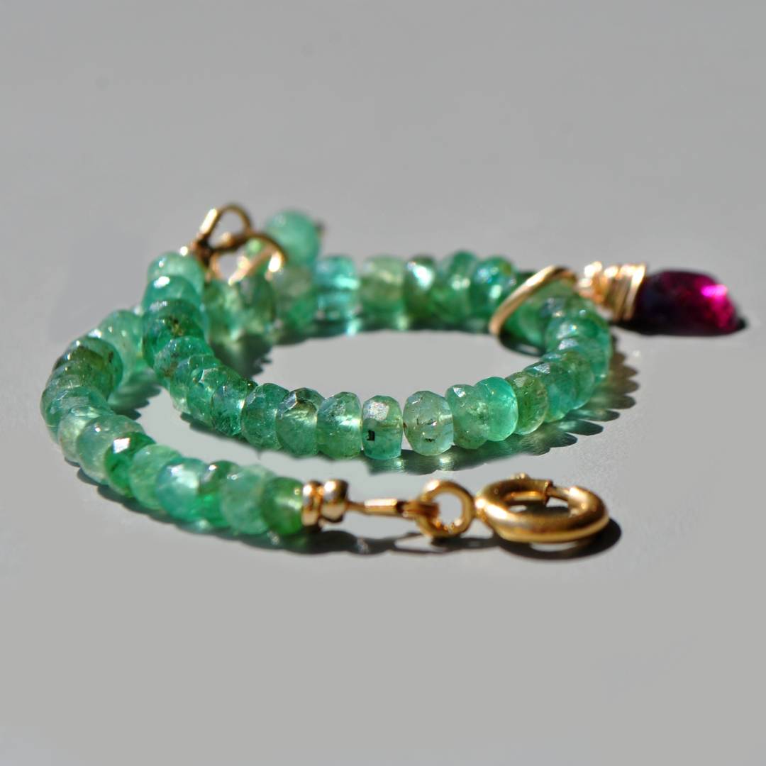 bracelet emeraude de zambie tourmaline rose-5