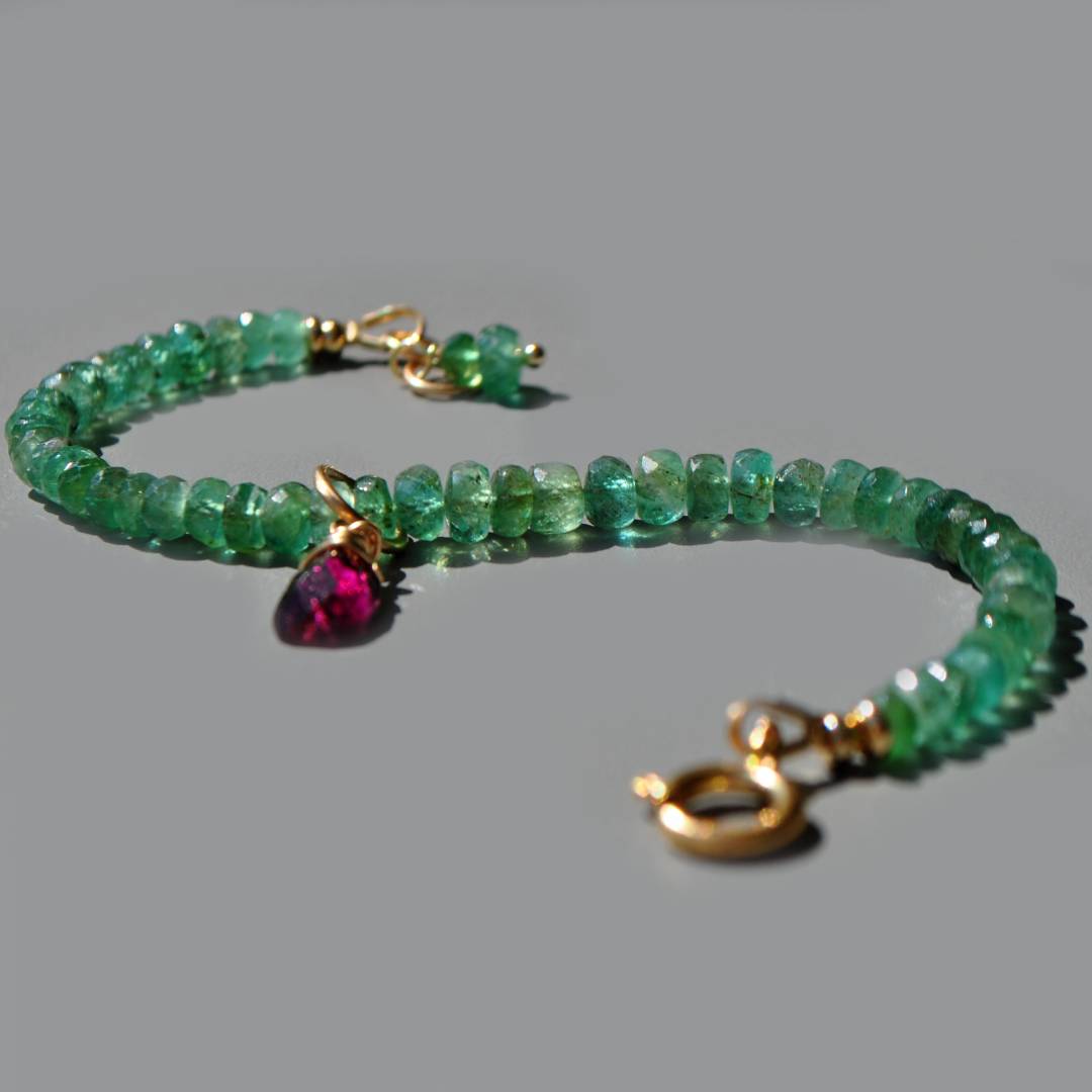 bracelet emeraude de zambie tourmaline rose-4