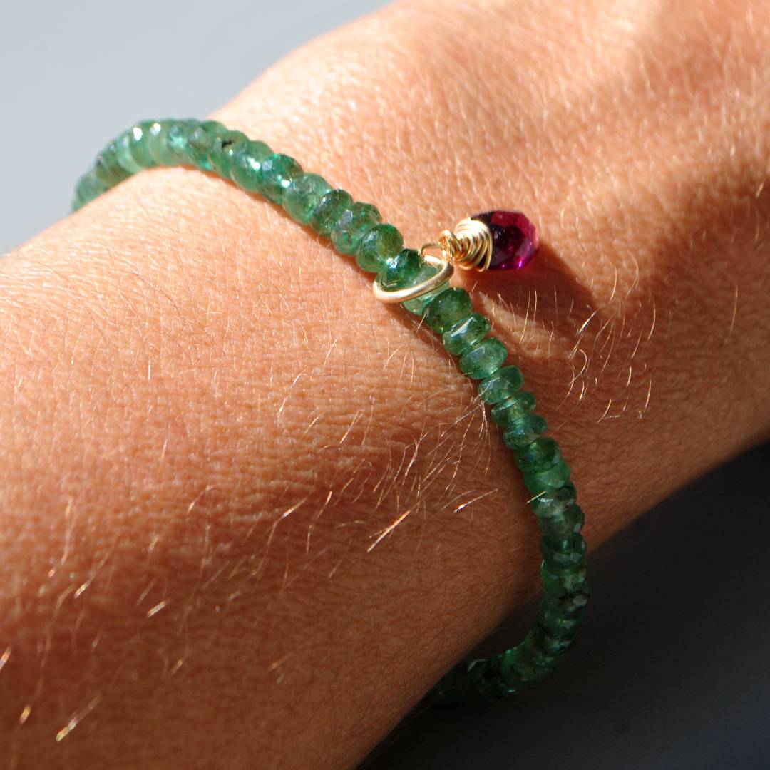 bracelet emeraude de zambie tourmaline rose-8