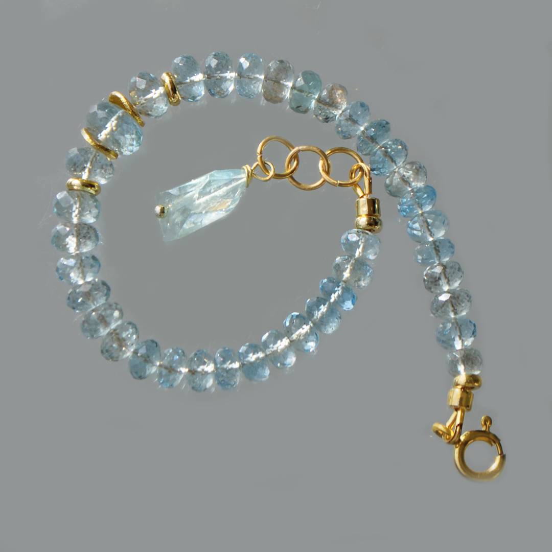 bracelet aigue marine pendentif breloque
