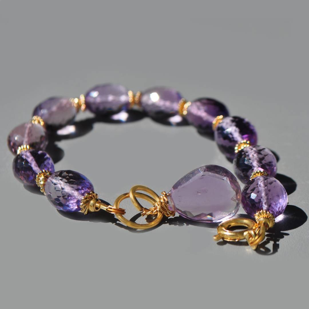 bracelet améthyste rose perles ovales-2