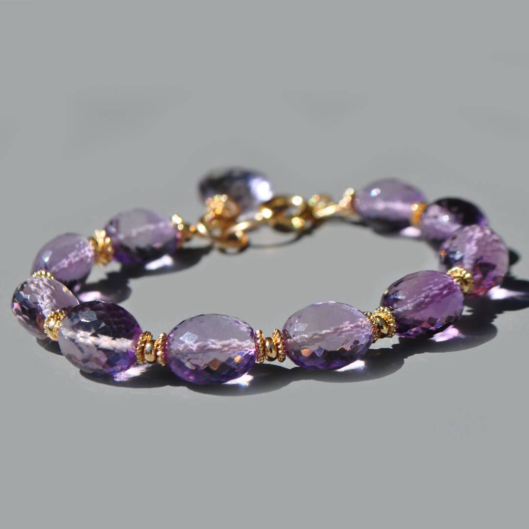 bracelet améthyste rose perles ovales-6