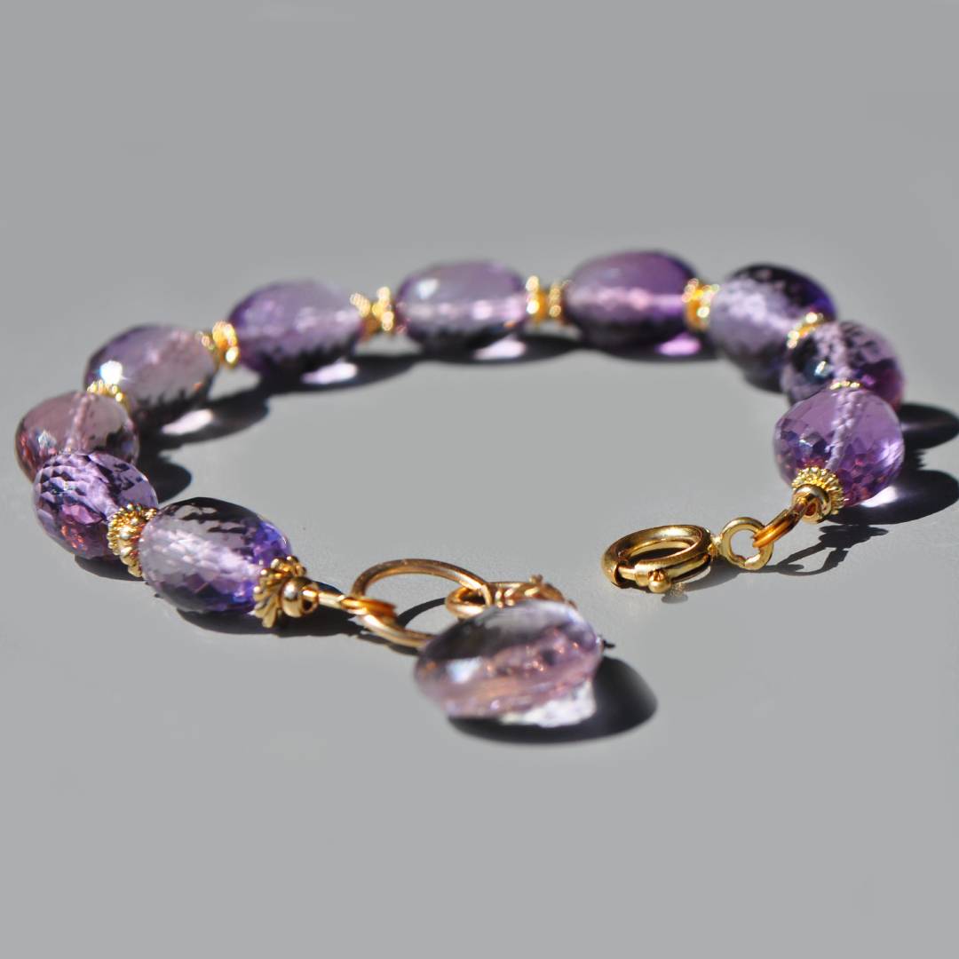 bracelet améthyste rose perles ovales-4