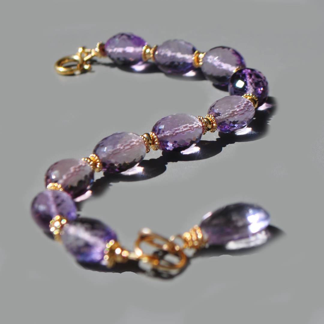 bracelet améthyste rose perles ovales-5