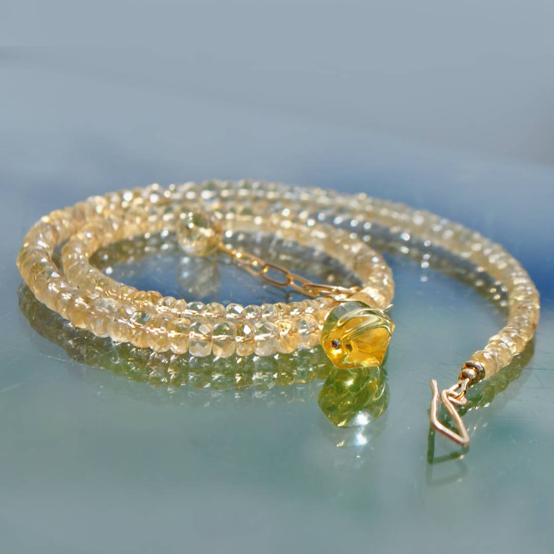 Collier citrine pendentif pierre -7