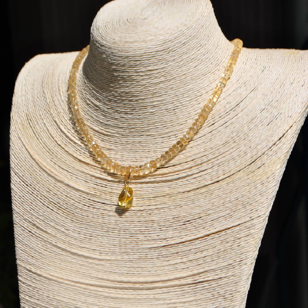 Collier citrine pendentif pierre -D