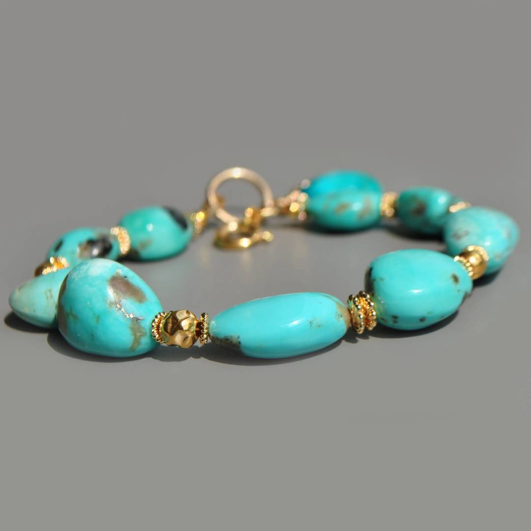 bracelet grosse pépites de turquoise brute-2