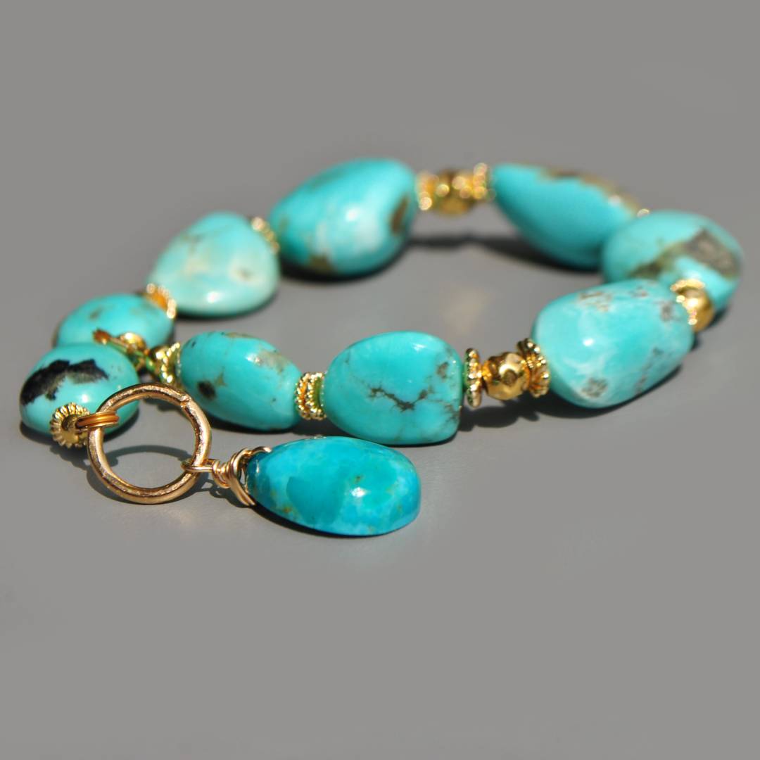 bracelet grosse pépites de turquoise brute-3
