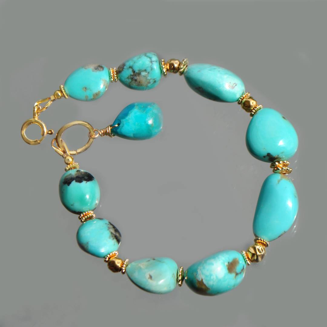 bracelet grosse pépites de turquoise brute-4
