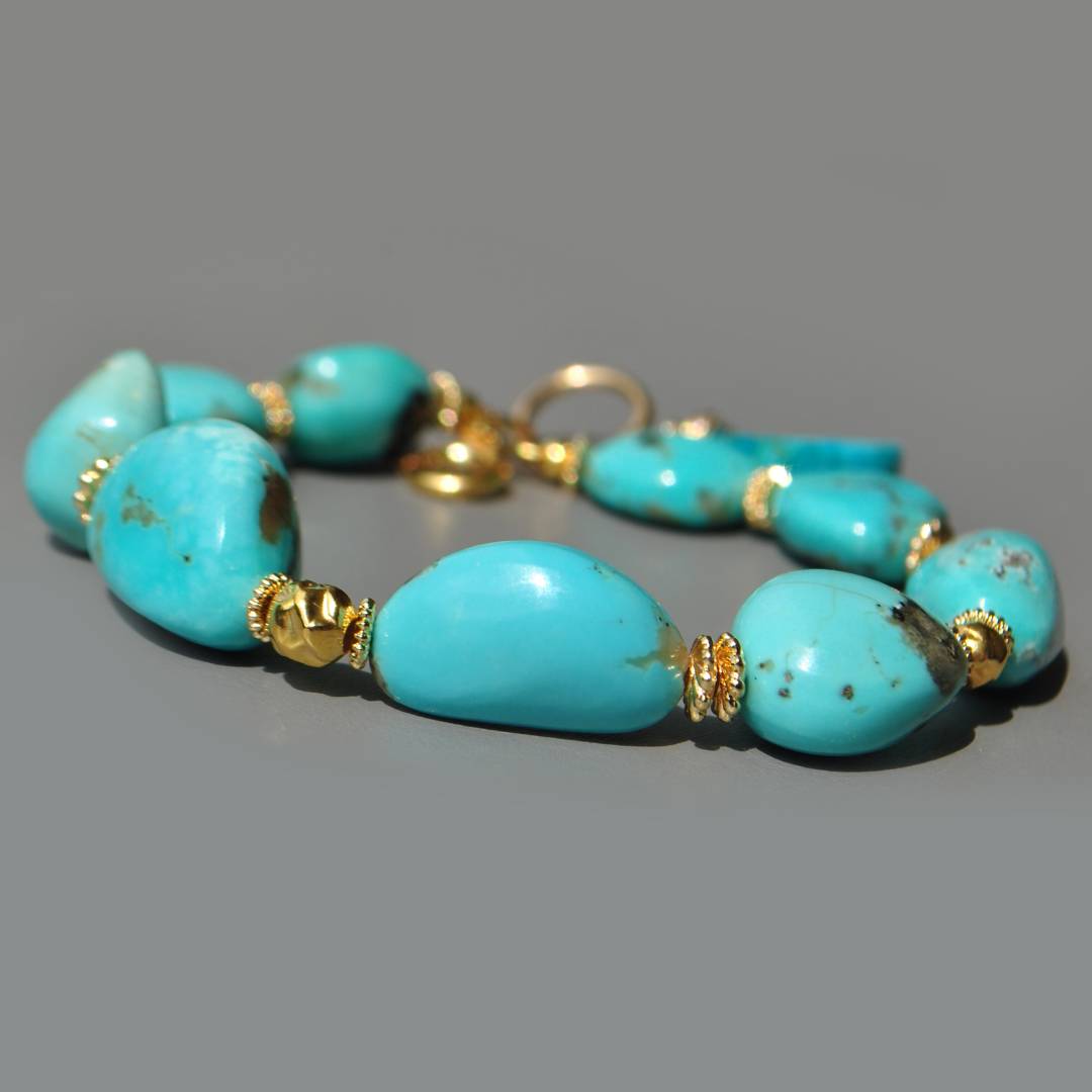 bracelet grosse pépites de turquoise brute-6