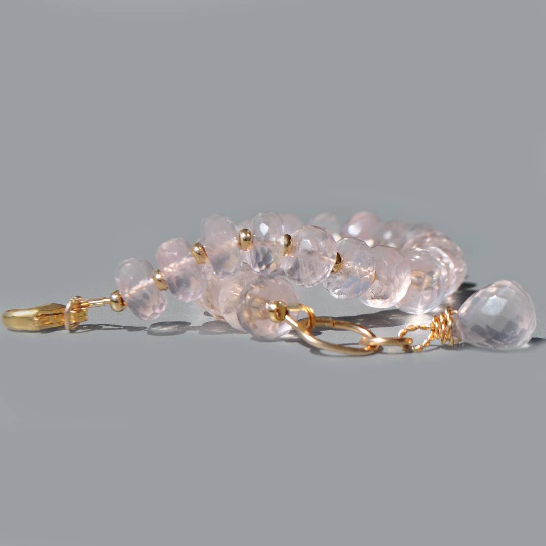 Bracelet quartz rose rondele facettes-3