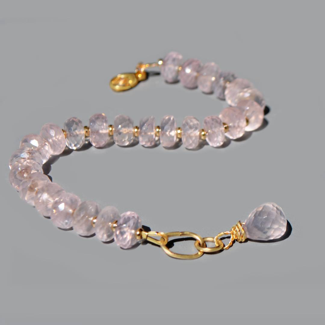 Bracelet quartz rose rondele facettes