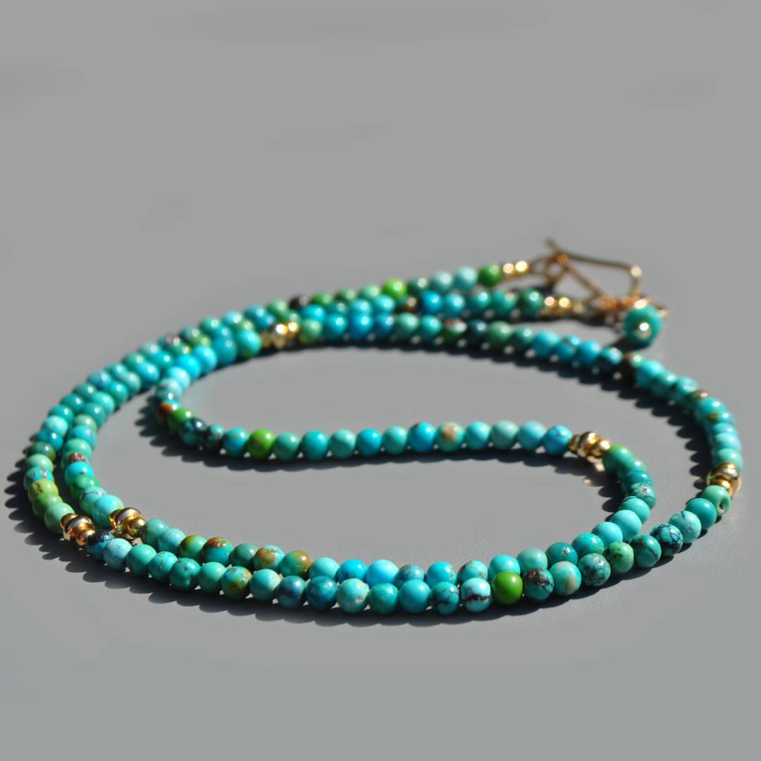 sautoir turquoise perle fine ronde