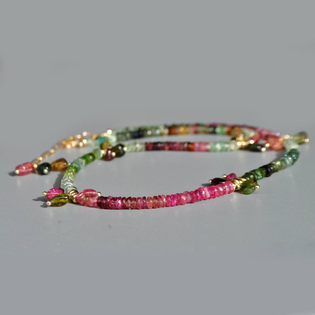 collier tourmaline multicolore pendentif de pierres naturelles