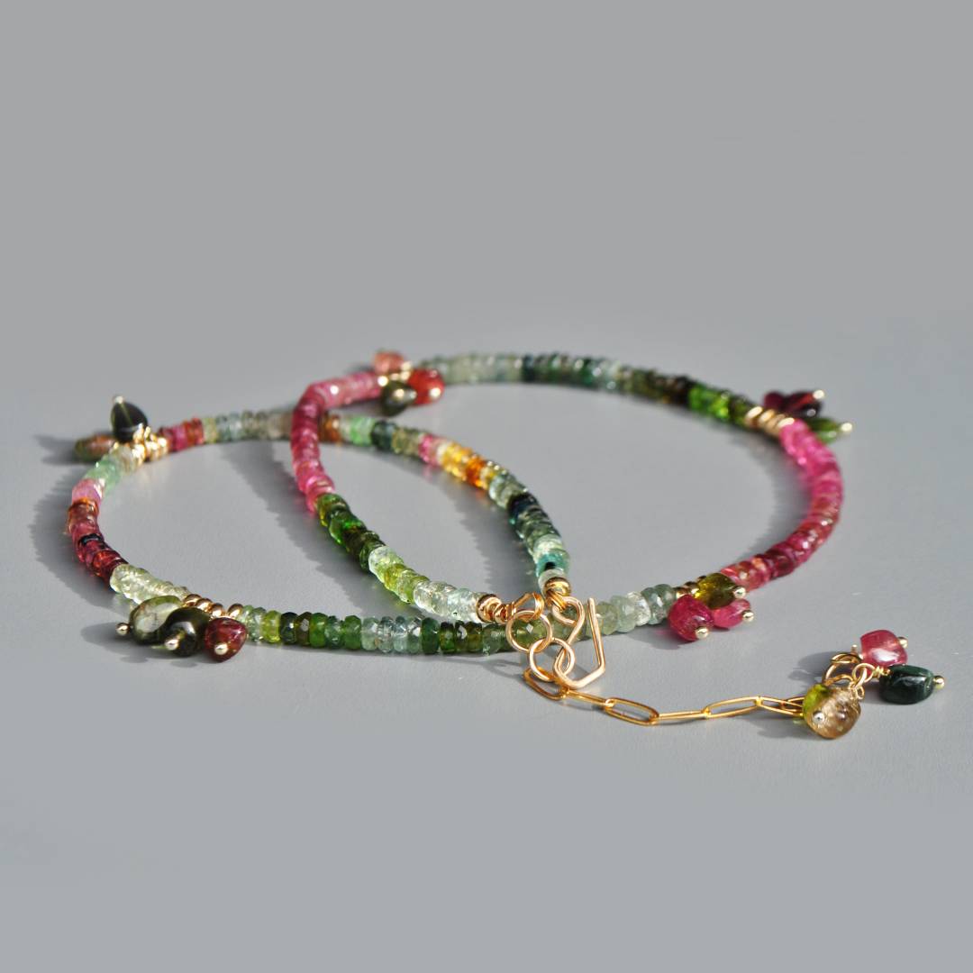 Bijou tourmaline rose bleue et verte bijou pierre naturelle