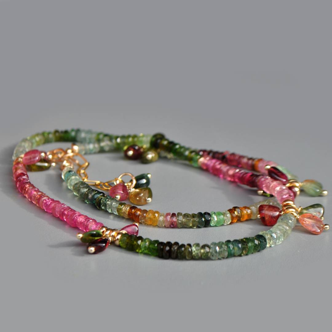 collier tourmaline rose bleue et verte bijou pierre naturelle