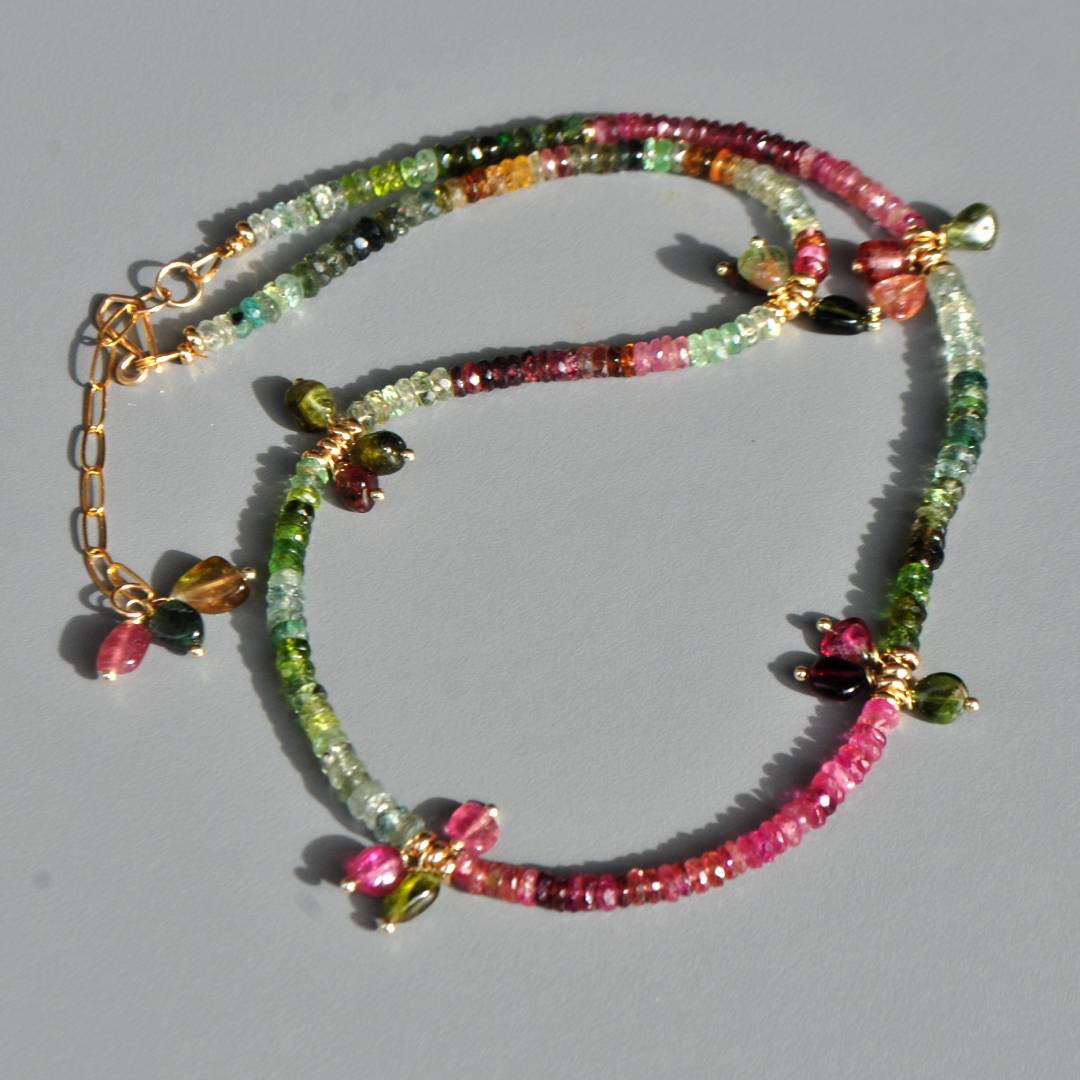 collier tourmaline rose bleue et verte bijou pierre naturelle