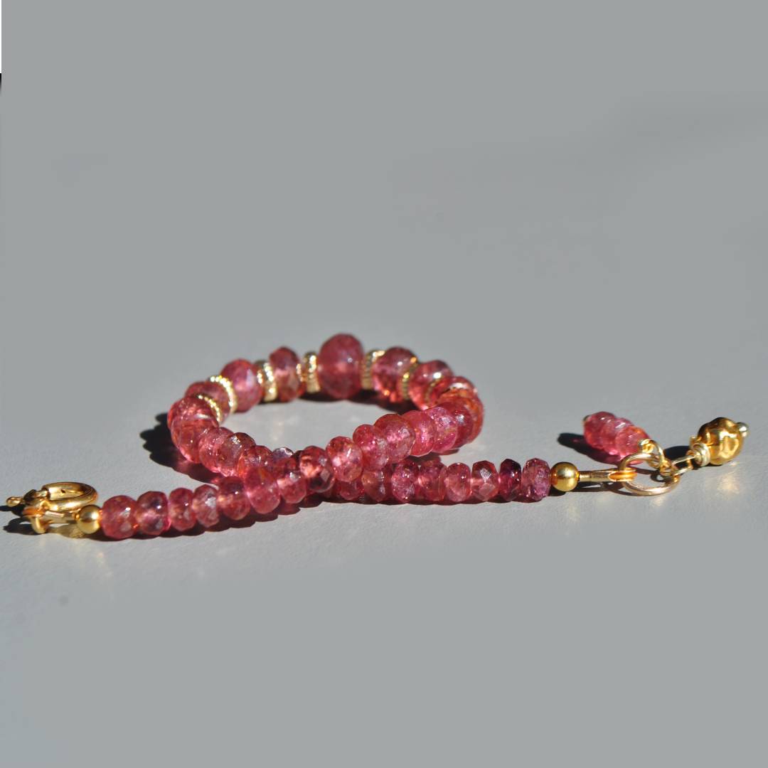 bracelet tourmaline rose pendentif en pierre naturelle