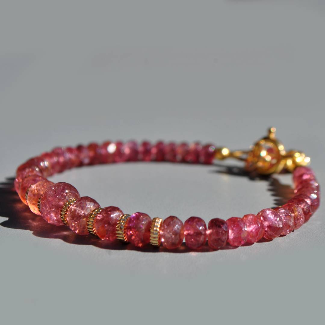bracelet tourmaline rose pendentif en pierre fine